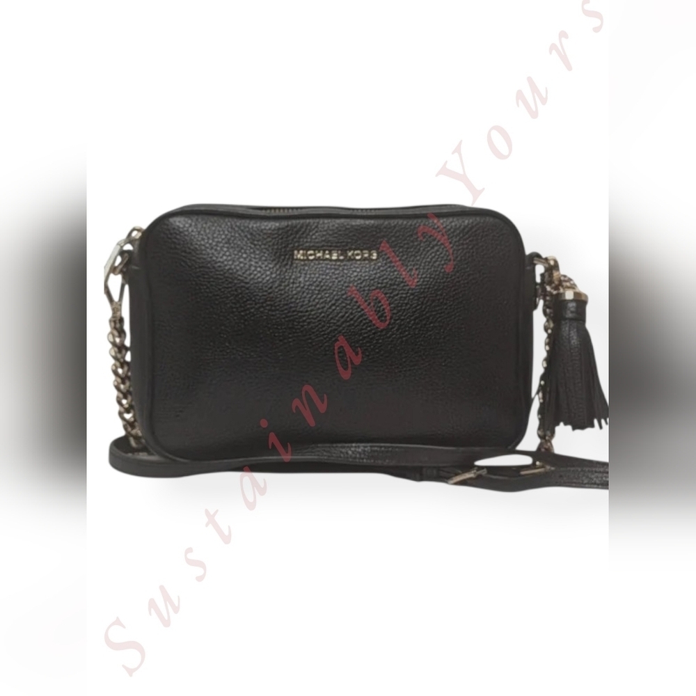 Michael Kors Ginny Crossbody Camera Bag in Black Pebbled Leather Jet Set Bag - Picture 1 of 16